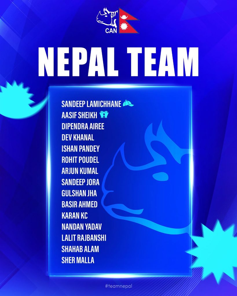 CAN Announces Nepal’s 15-Member Squad 
